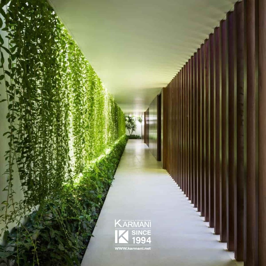 راهرو با طراحی پوشش گیاهی