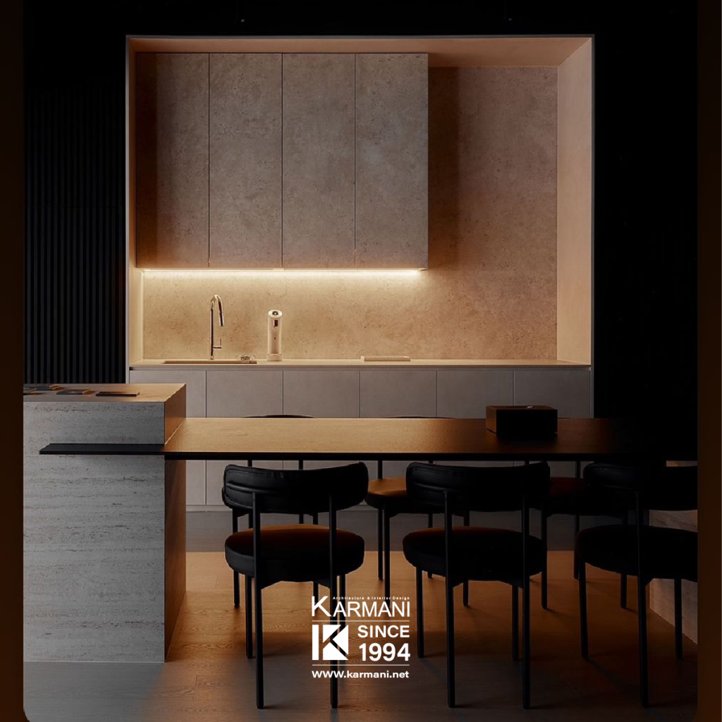 مدرنترین انتخابها برای قلب خانه؛ آپشنهای تازه در طراحی آشپزخانههای ۲۰۲۵ | گروه معماری کارمانی نورپردازی مناسب