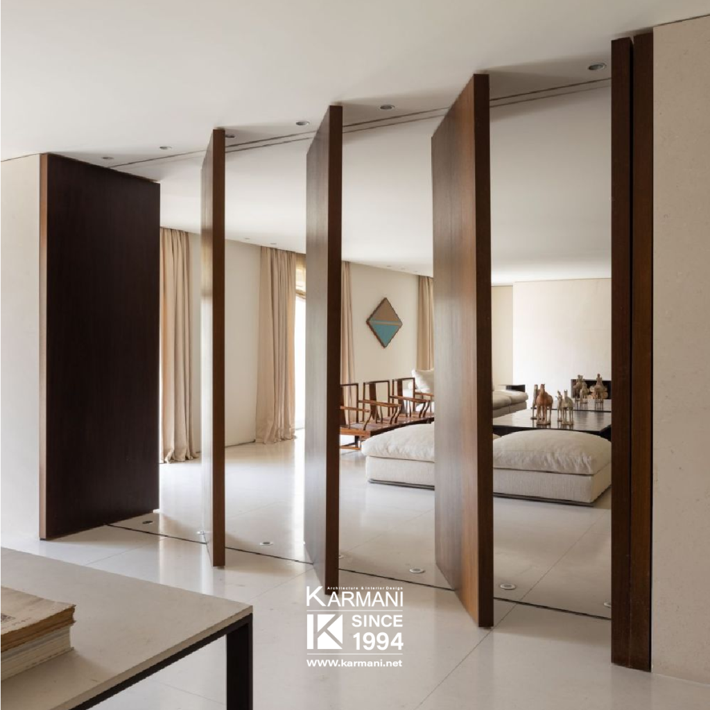 2. فضاهای مسکونی: پارتیشن‌های چوبی یا گچی