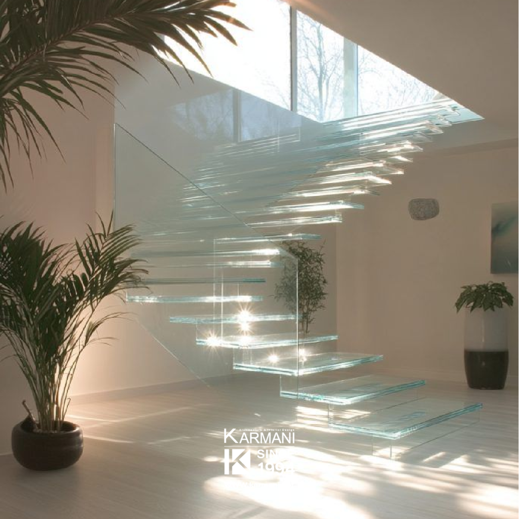 پلهها به عنوان نقطه کانونی دکوراسیون: انتخاب و طراحی پلههای خاص | گروه معماری کارمانی پله شیشه ای