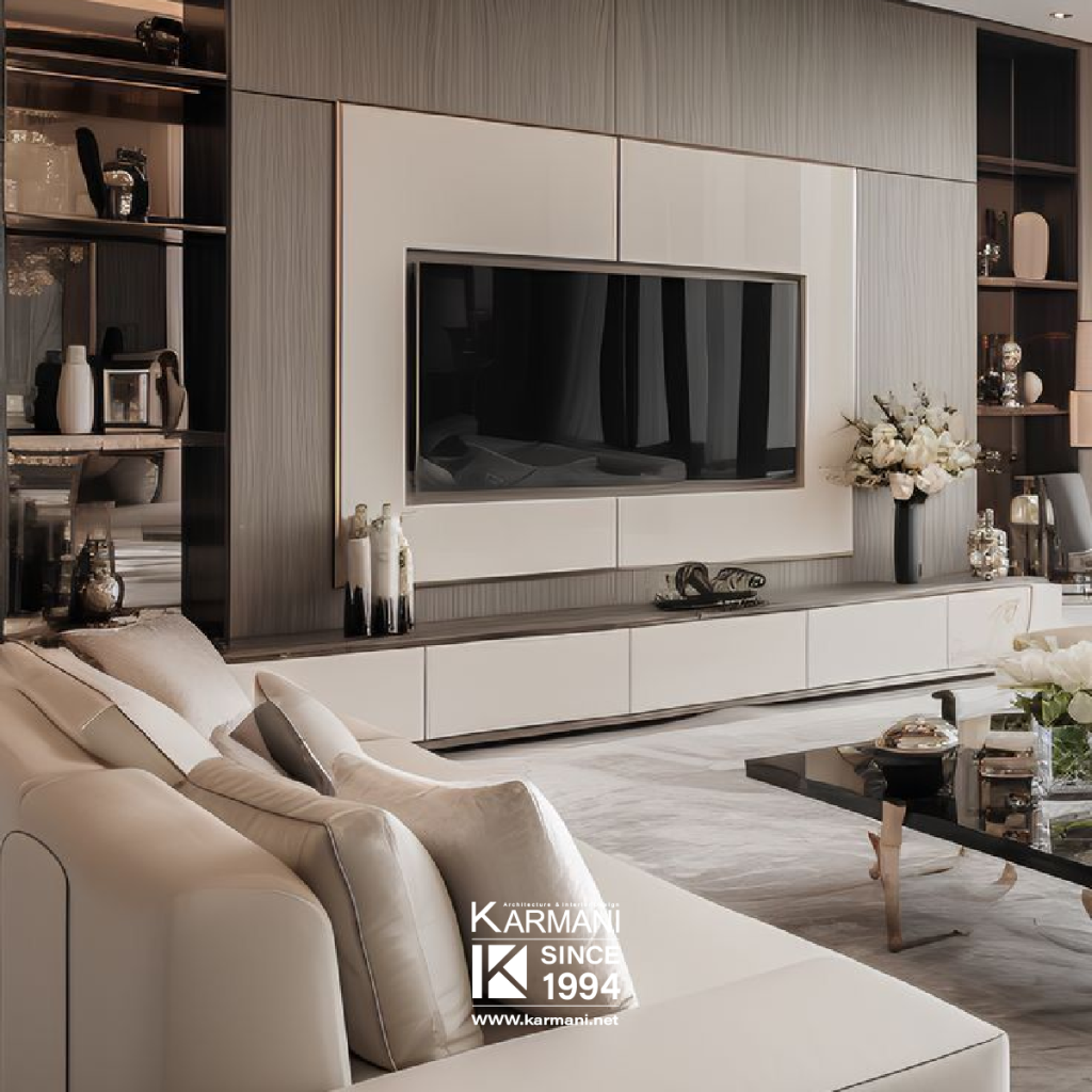 دیوارِ TV در معماری داخلی معاصر: ادغام تکنولوژی، نورپردازی و متریال