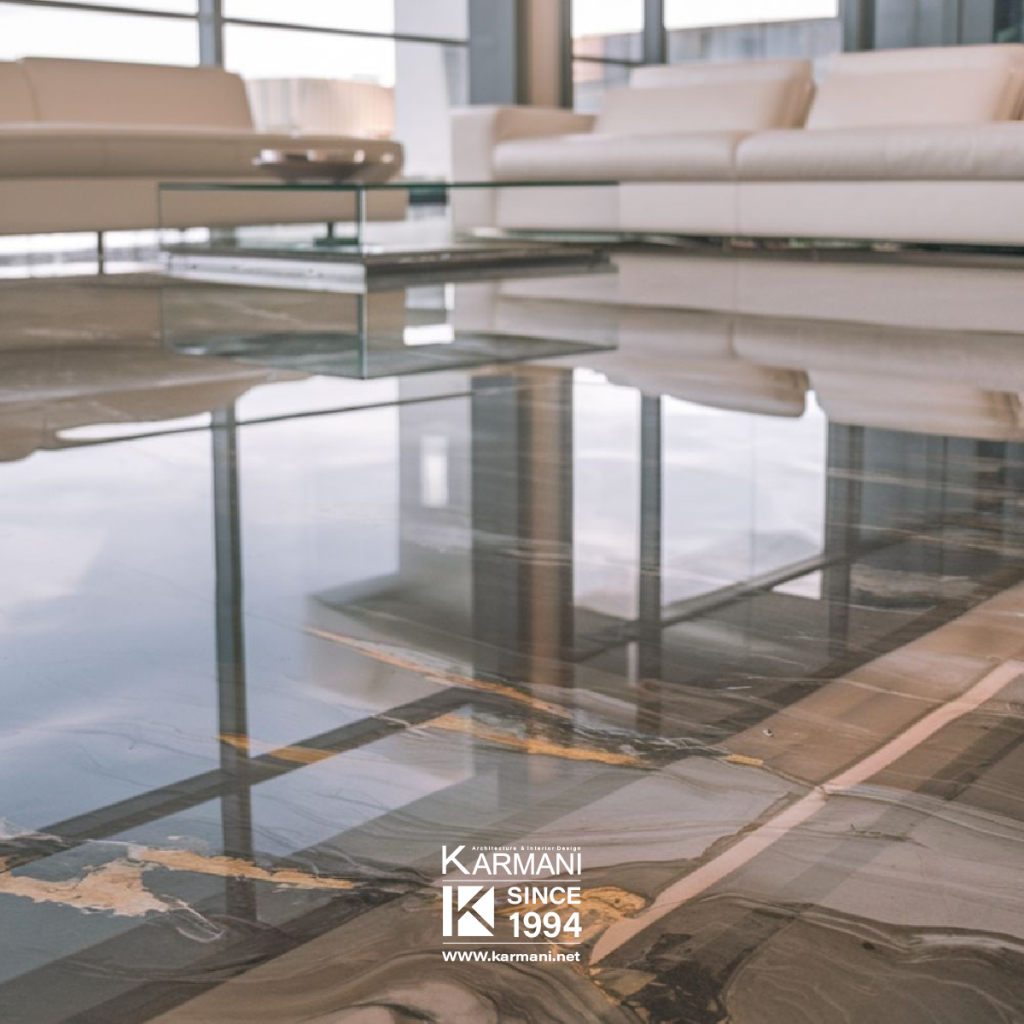 رزین در معماری؛ زیبایی مینیمال با دوام بالا | گروه معماری کارمانی 1. کفپوشهای رزینی