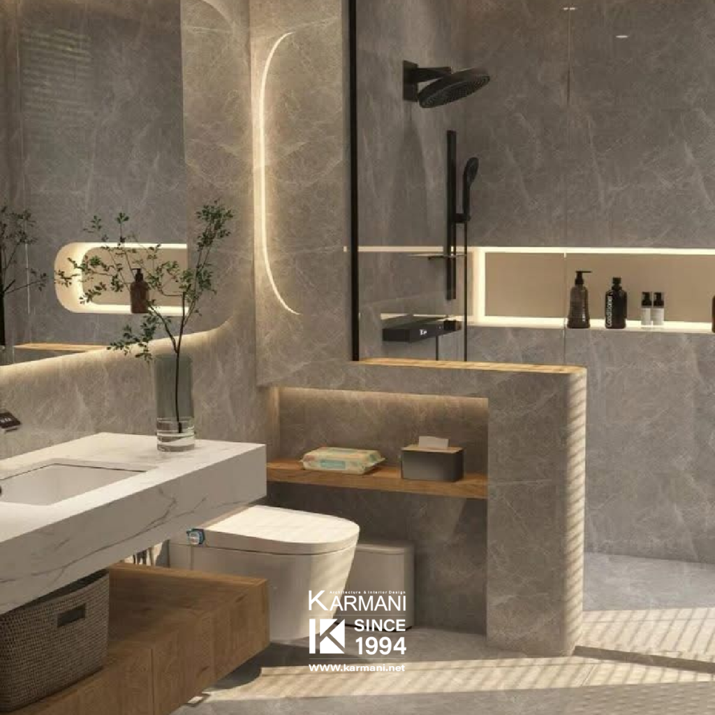 اصول طراحی فضاهای بهداشتی (حمام و سرویس بهداشتی) در نقشه های ساختمان | گروه معماری کارمانی 1449 01